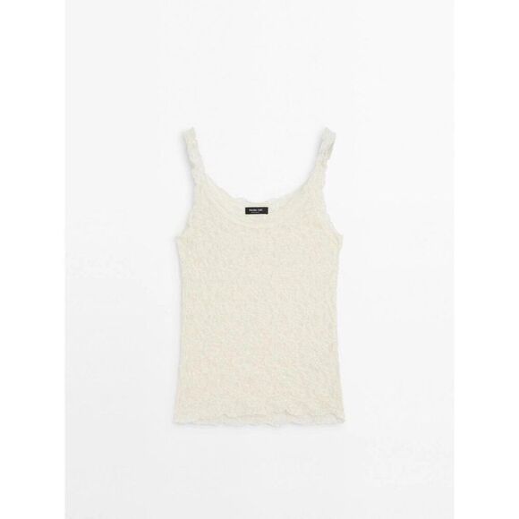 Massimo Dutti Womens Lace Top Shirt Small S Ivory Cream 6870/770 NWT - Picture 4 of 12